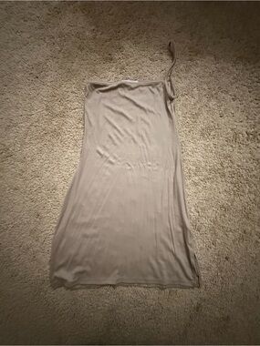 Joah Brown Beige/Taupe One-Shoulder Slip Dress